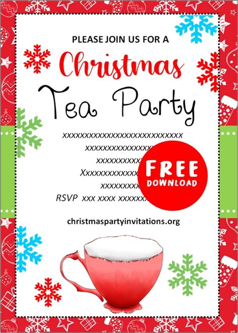 Free Printable Christmas Tea Party Invitations